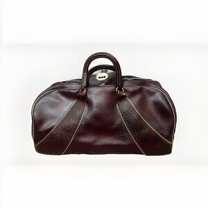 Vintage 1960s PGA Pro Golf Duffel Weekend Bag Burgundy Leather PRO ONLY USA